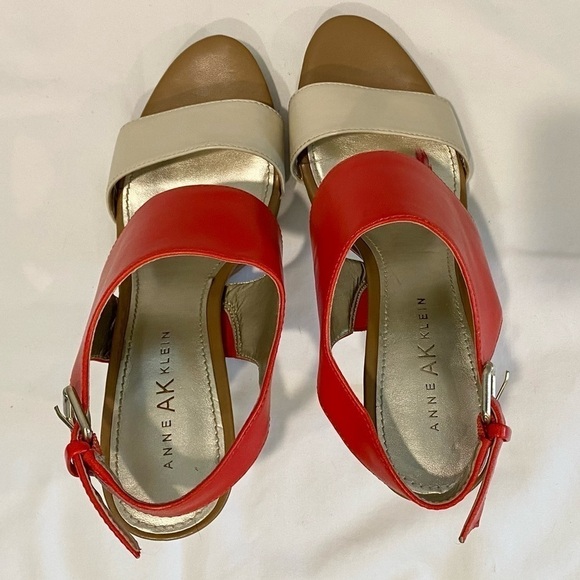 Anne Klein Terriko Slingback Pumps in Pink Coral and Cream Color Block Size 8M - Picture 5 of 12